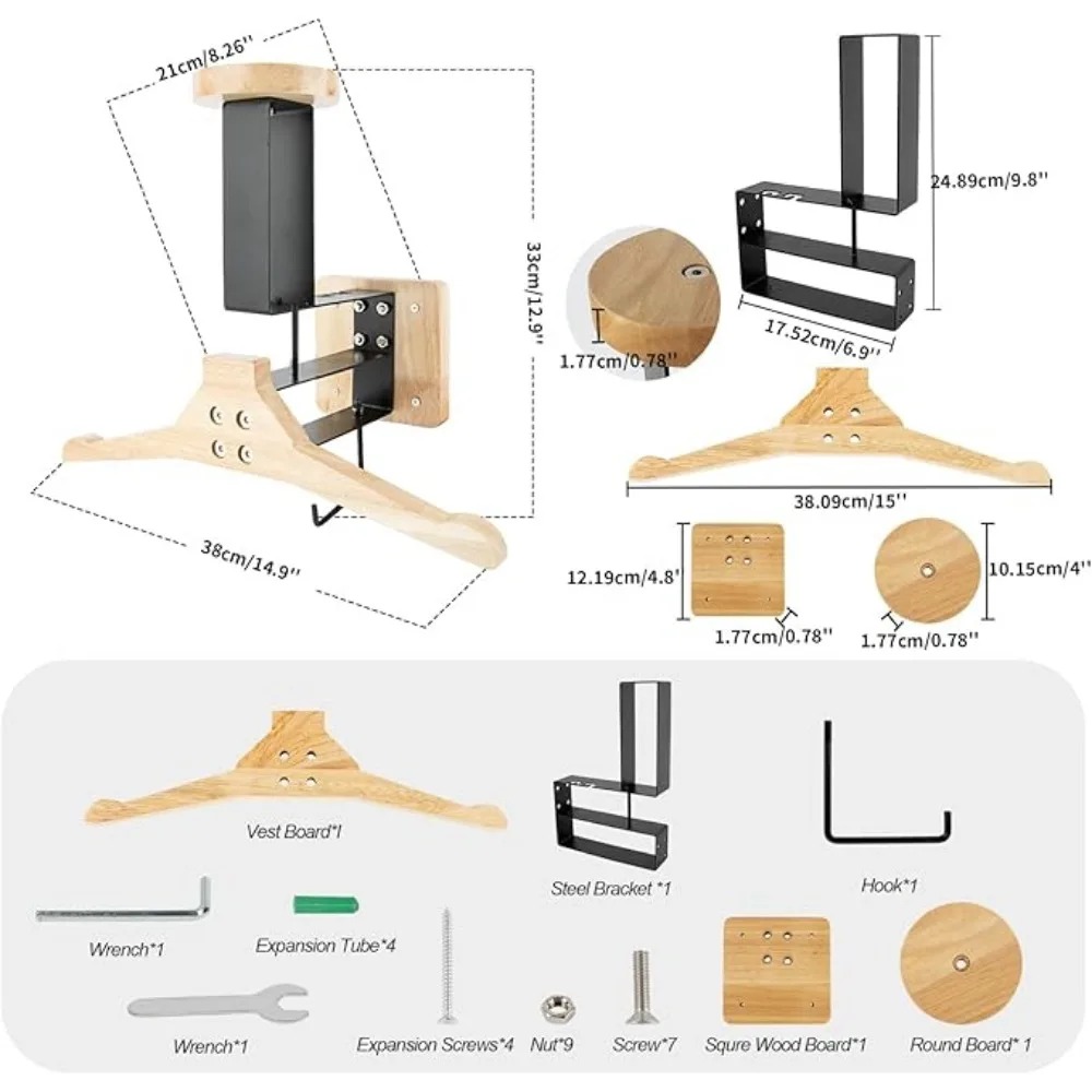 Motorcycle 1PCS Wooden Helmet  - огляд і ціна Cycling Gear Wall Mount